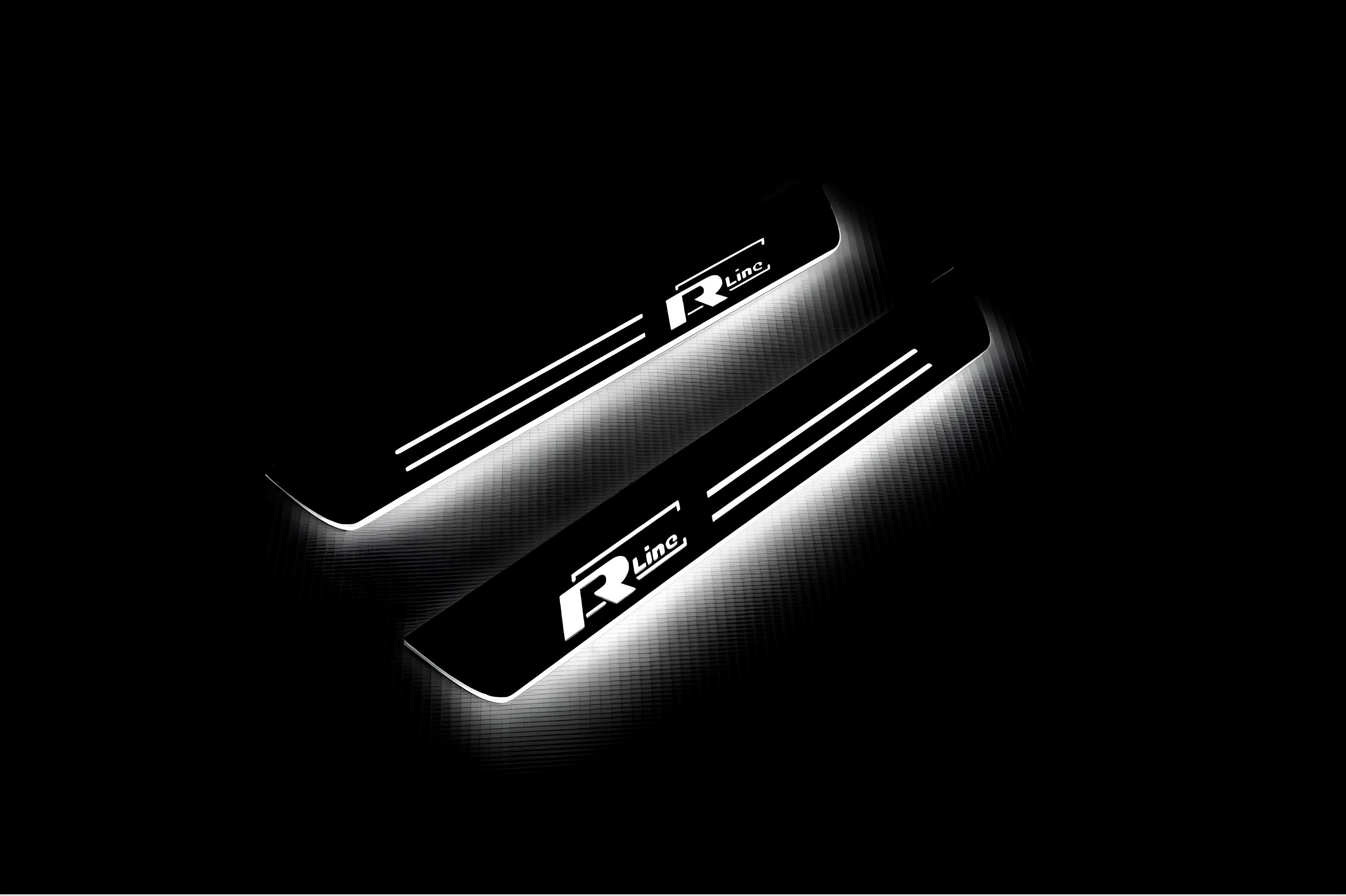 Illuminated LED Door Sill Tread Plates Volkswagen Passat B7 USA 2011-2019 With R-Line Logo Volkswagen Led Door Sills opdesign