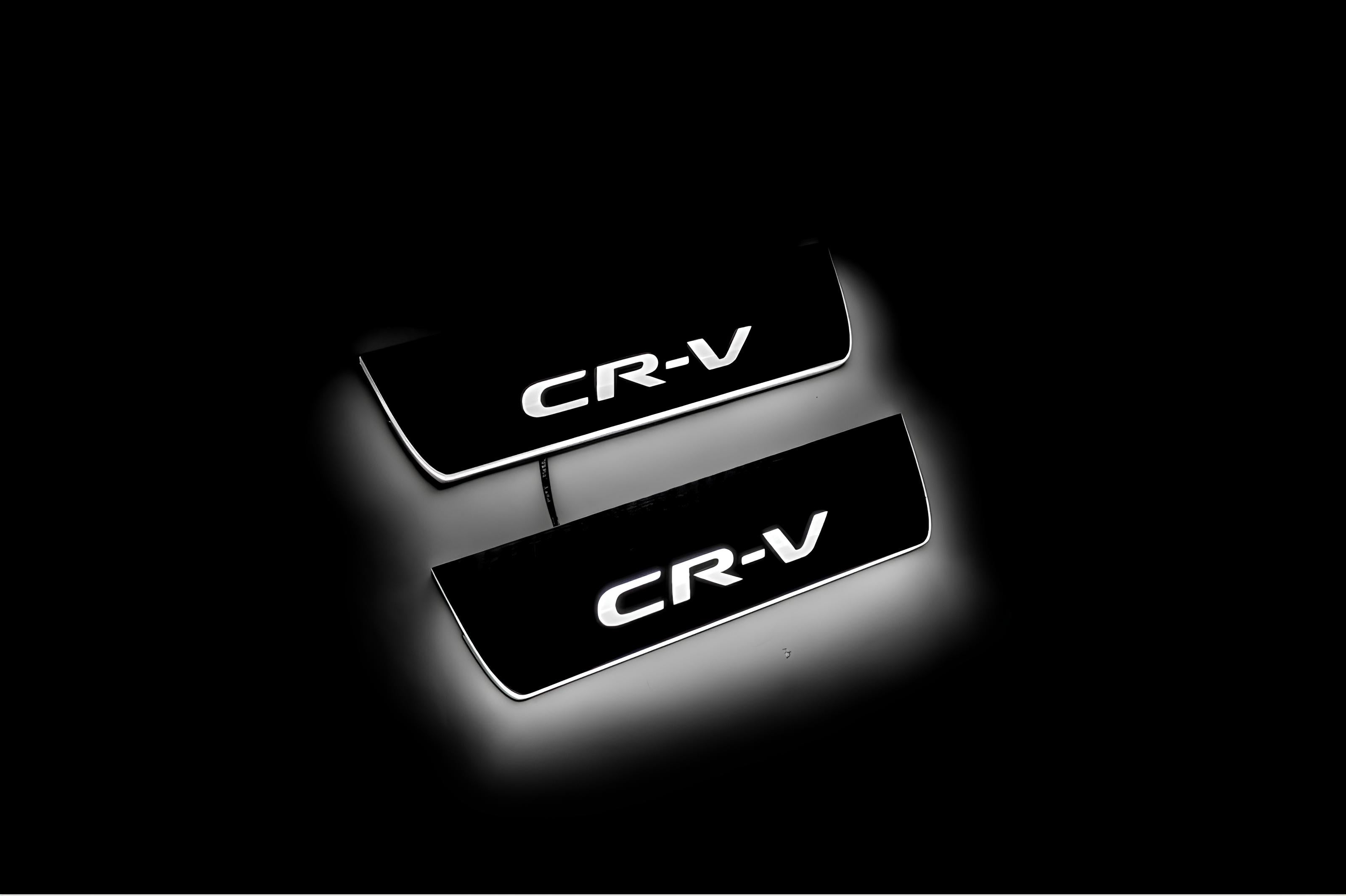 Illuminated LED Door Sill Tread Plates Honda CR-V V 2017-2023 With CR-V Logo Honda Led Door Sills opdesign