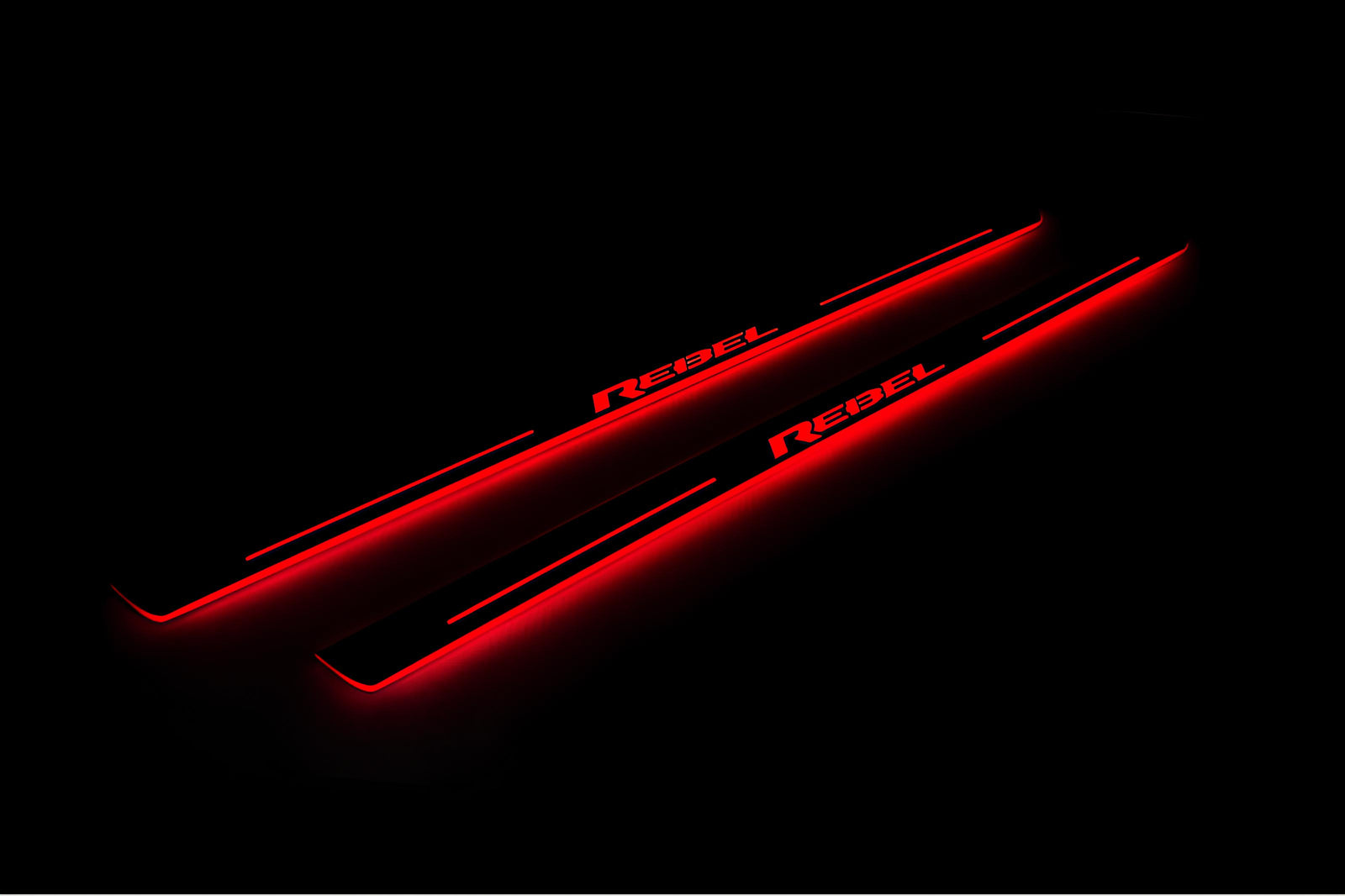 illuminated door sill protectors stainless steel RAM 2500 V 2019+ with Illuminated REBEL logo