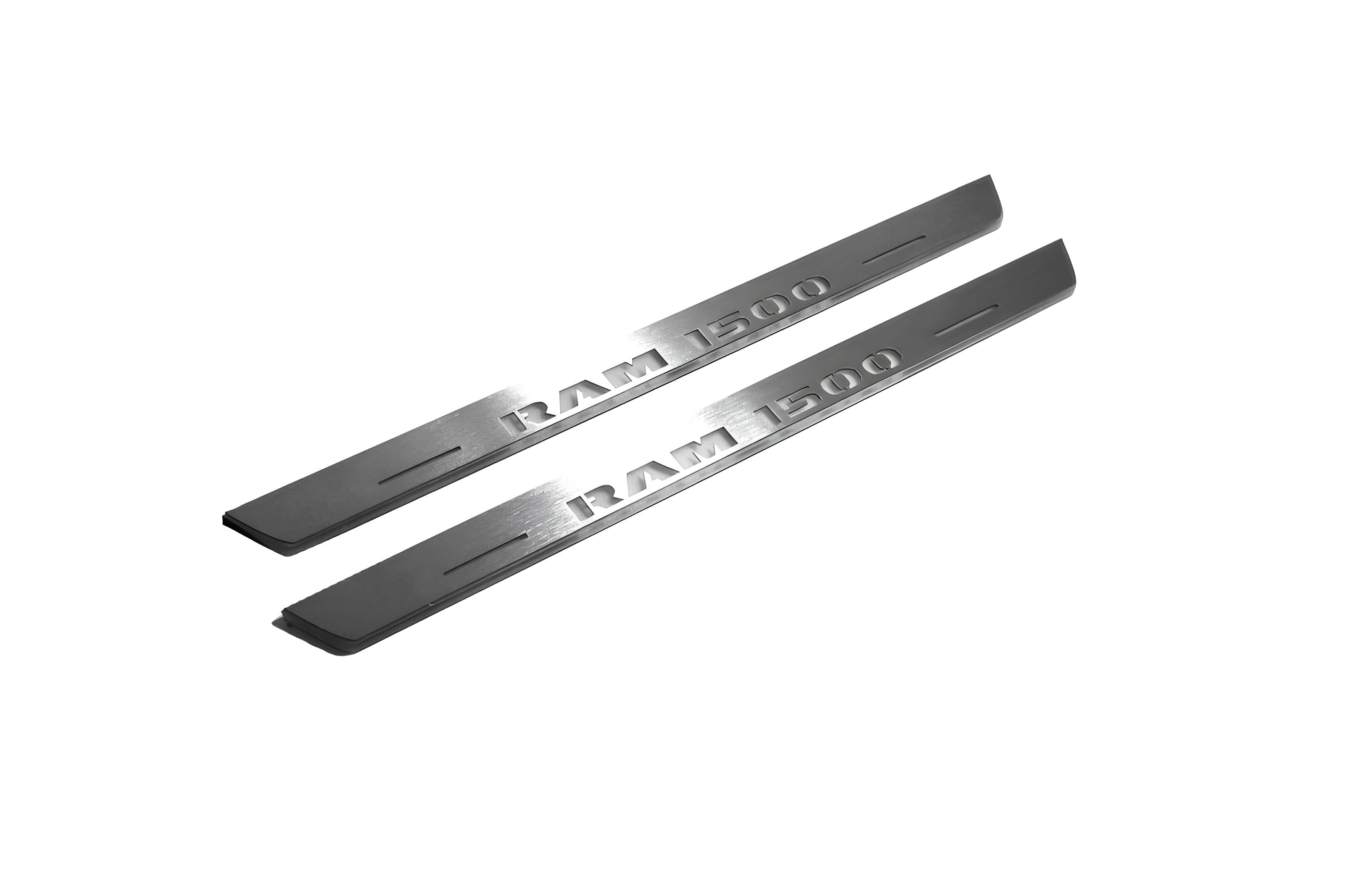 Illuminated LED Door Sill Tread Plates Dodge Ram IV 2009-2018 With RAM 1500 Logo Dodge Led Door Sills opdesign