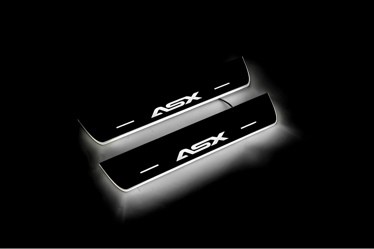 LED door sill plates for Mitsubishi ASX I 2010+ stainless steel with ASX logo