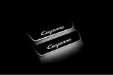 Porsche Cayenne Coupe 2019+ LED door sill plates in stainless steel with Cayenne logo