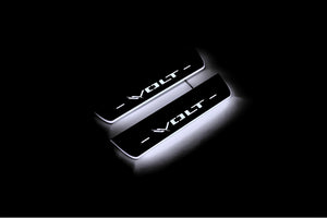 Illuminated LED Door Sill Tread Plates Chevrolet Volt II 2016-2019 With Volt Logo Chevrolet Led Door Sills opdesign