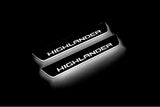 LED door sill plates Toyota Highlander IV XU70 2019+ stainless steel with Highlander logo