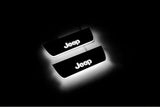 Jeep Grand Cherokee IV WK2 2010+ stainless steel LED door sill plates with Jeep logo