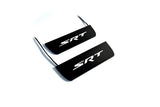 matte black coated stainless steel illuminated door sill protectors with Dodge Durango III 2011+ with SRT logo