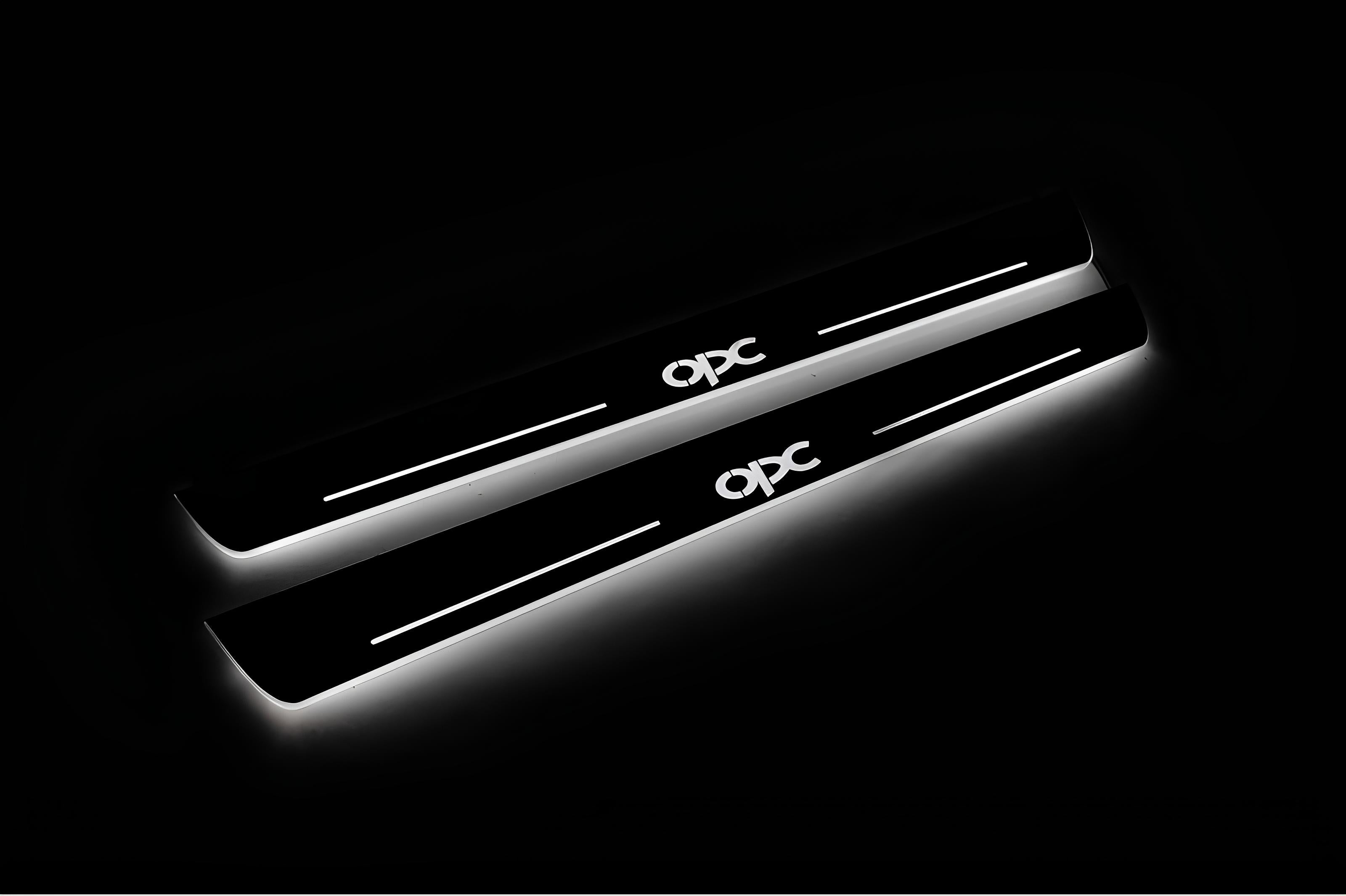 Illuminated LED Door Sill Tread Plates Opel Insignia I 2008-2017 With OPC Logo Opel Led Door Sills opdesign