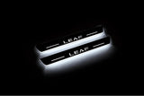 LED door sill plates Nissan Leaf I 2010+ in stainless steel with Leaf logo