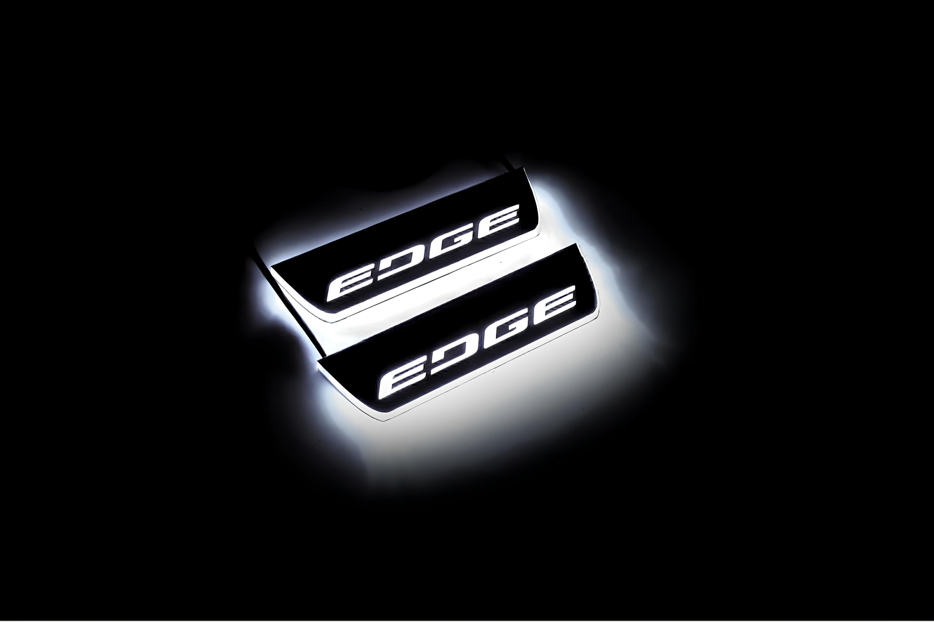 Illuminated LED Door Sill Tread Plates Ford Edge II 2015+ With ММММ Logo Ford Led Door Sills opdesign