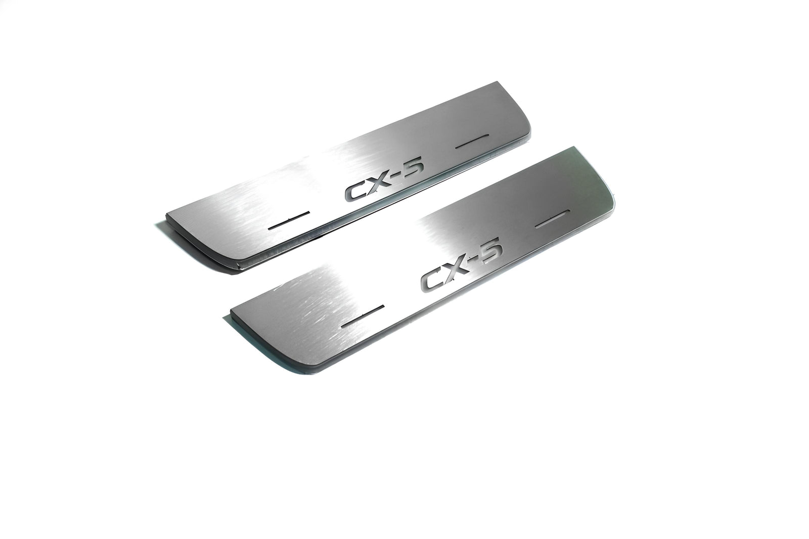 Mazda CX-5 I 2012+ LED door sill plates in stainless steel with CX-5 logo