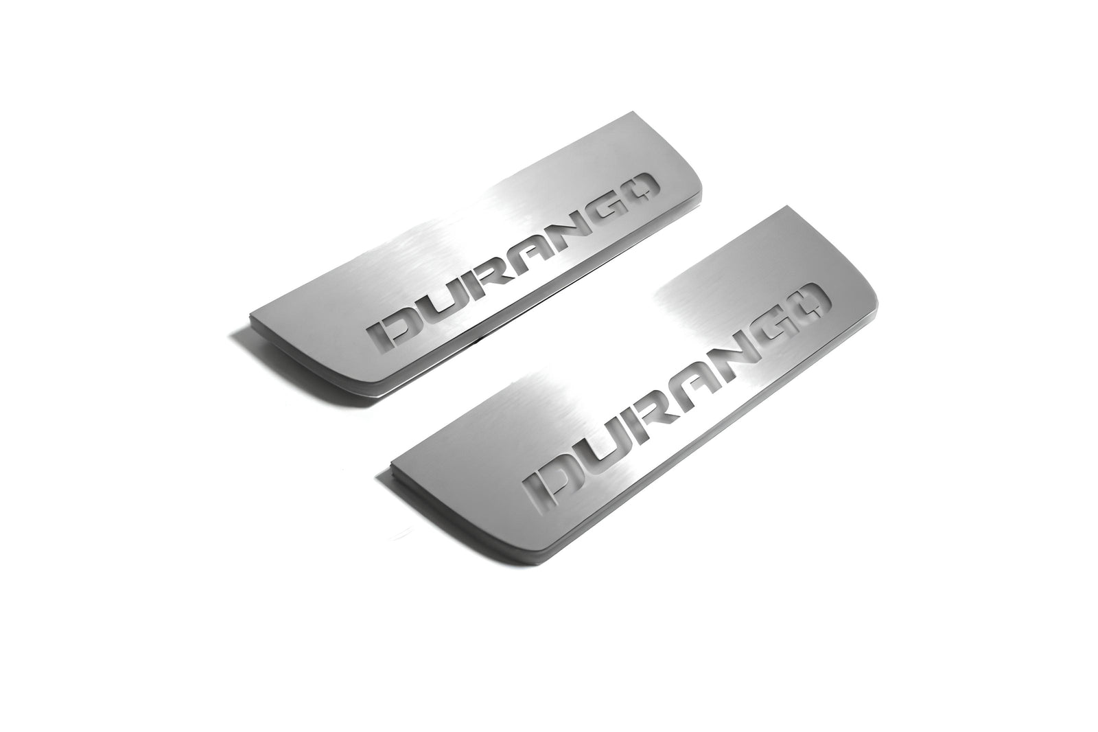 Dodge Durango III 2011+ illuminated entry guards in stainless steel with Durango logo
