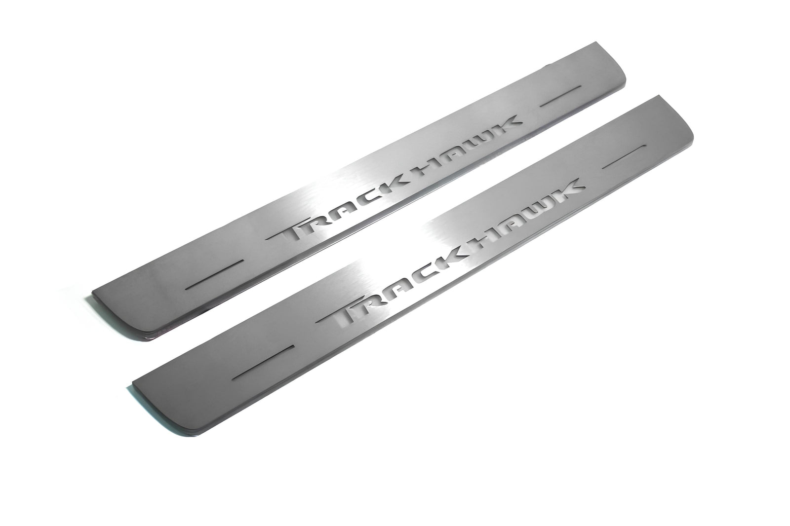stainless steel LED door sill plates with Jeep Grand Cherokee IV WK2 2010+ with TrackHawk logo