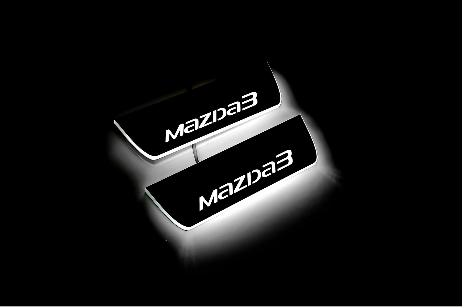 LED door sill plates Mazda 3 III 2013+ stainless steel with Mazda 3 logo