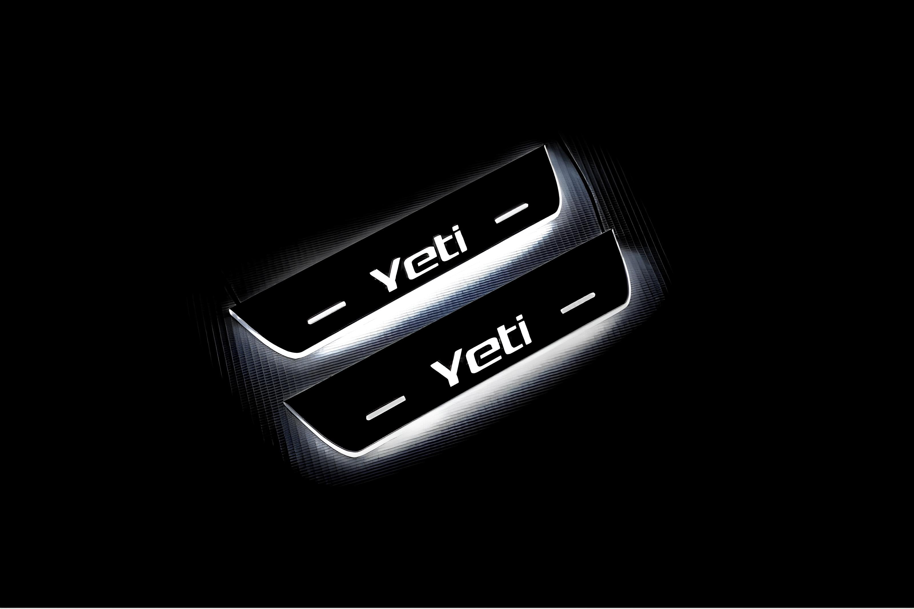 Illuminated LED Door Sill Tread Plates Skoda Yeti 2009-2017 With Yeti Logo Skoda Led Door Sills opdesign