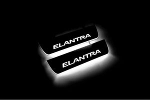 Illuminated LED Door Sill Tread Plates Hyundai Elantra V (MD) 2011-2016 With Elantra Logo Hyundai Led Door Sills opdesign
