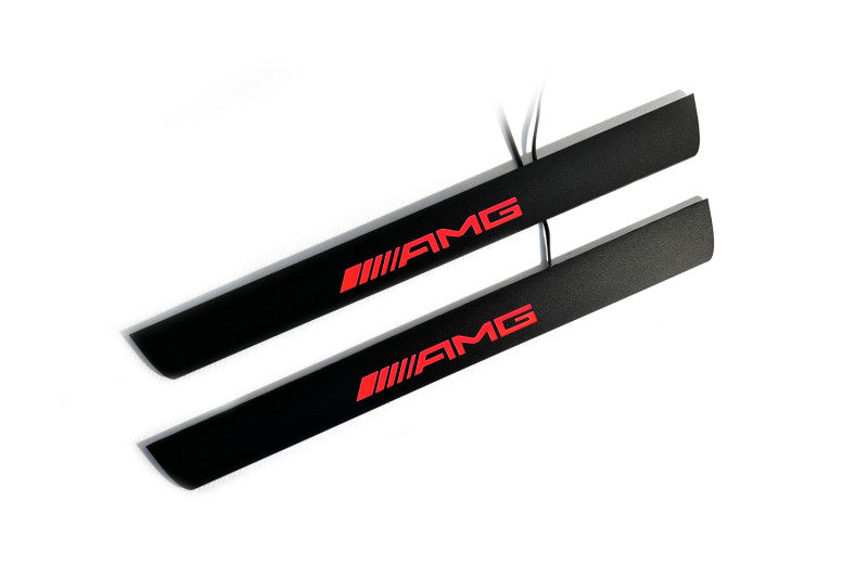 illuminated door sill protectors stainless steel Mercedes GLA X156 2014+ with AMG logo
