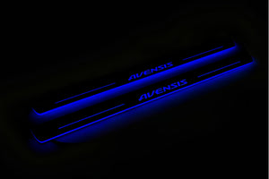 Illuminated LED Door Sill Tread Plates Toyota Avensis III 2009-2018 With Avensis Logo Toyota Led Door Sills opdesign