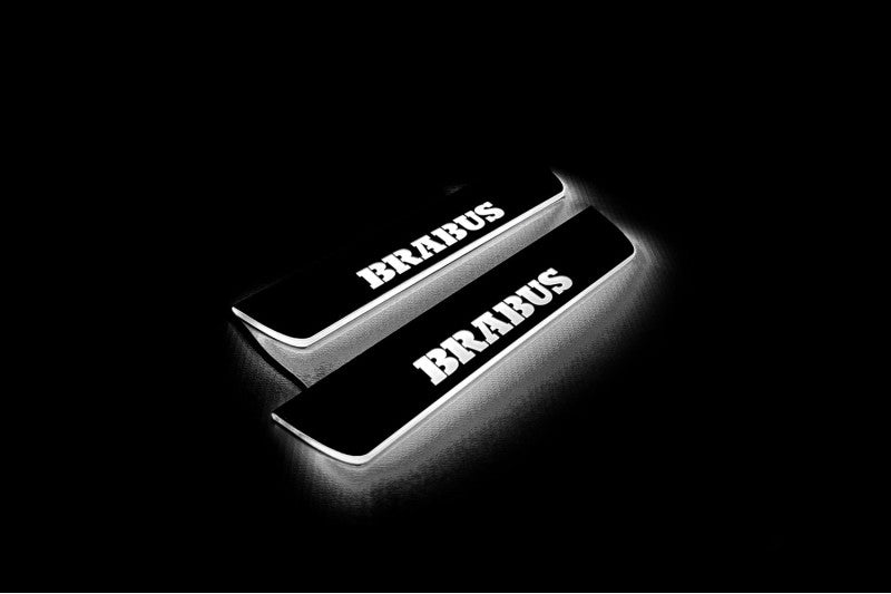 Mercedes ML W166 2011+ door sill plates in stainless steel with Brabus logo