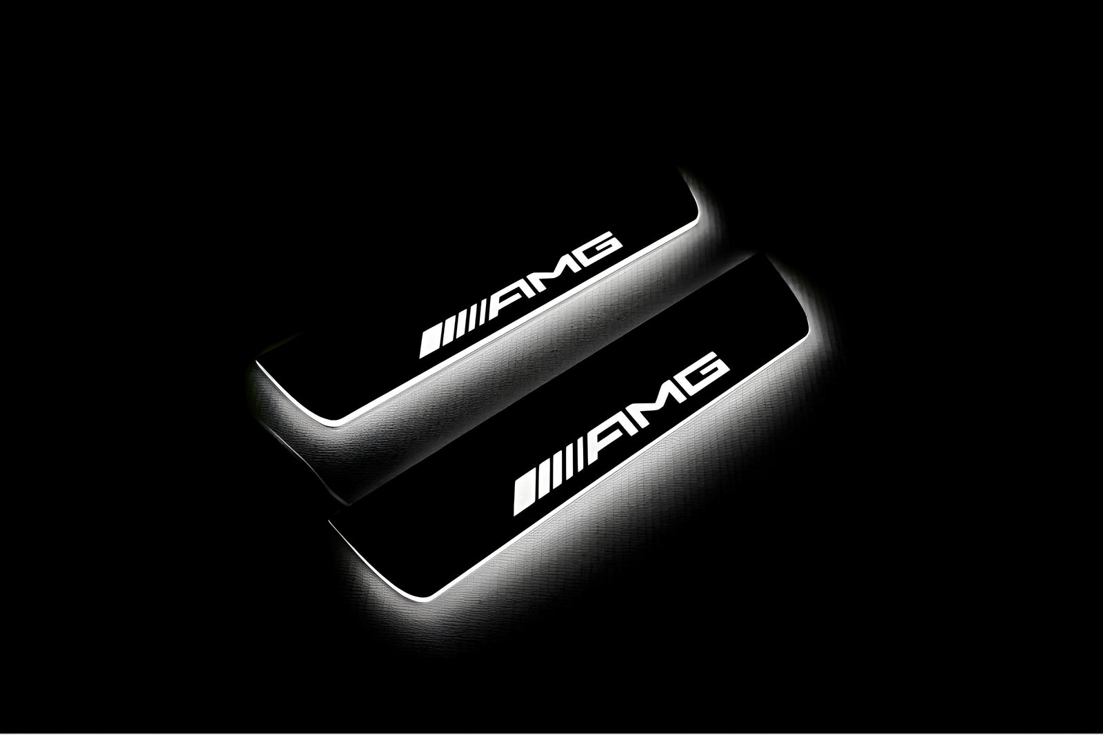Mercedes E W211 W211 2002+ stainless steel LED door sill plates with AMG logo