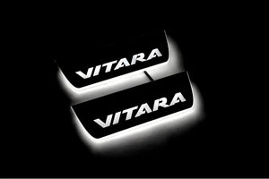 Illuminated LED Door Sill Tread Plates Suzuki Vitara 2015+ With Vitara Logo Suzuki Led Door Sills opdesign