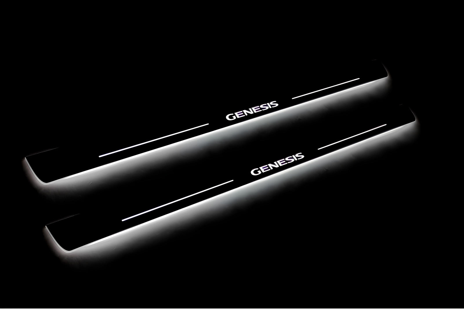 LED door sill plates Hyundai Genesis Coupe 2008+ stainless steel with Genesis logo