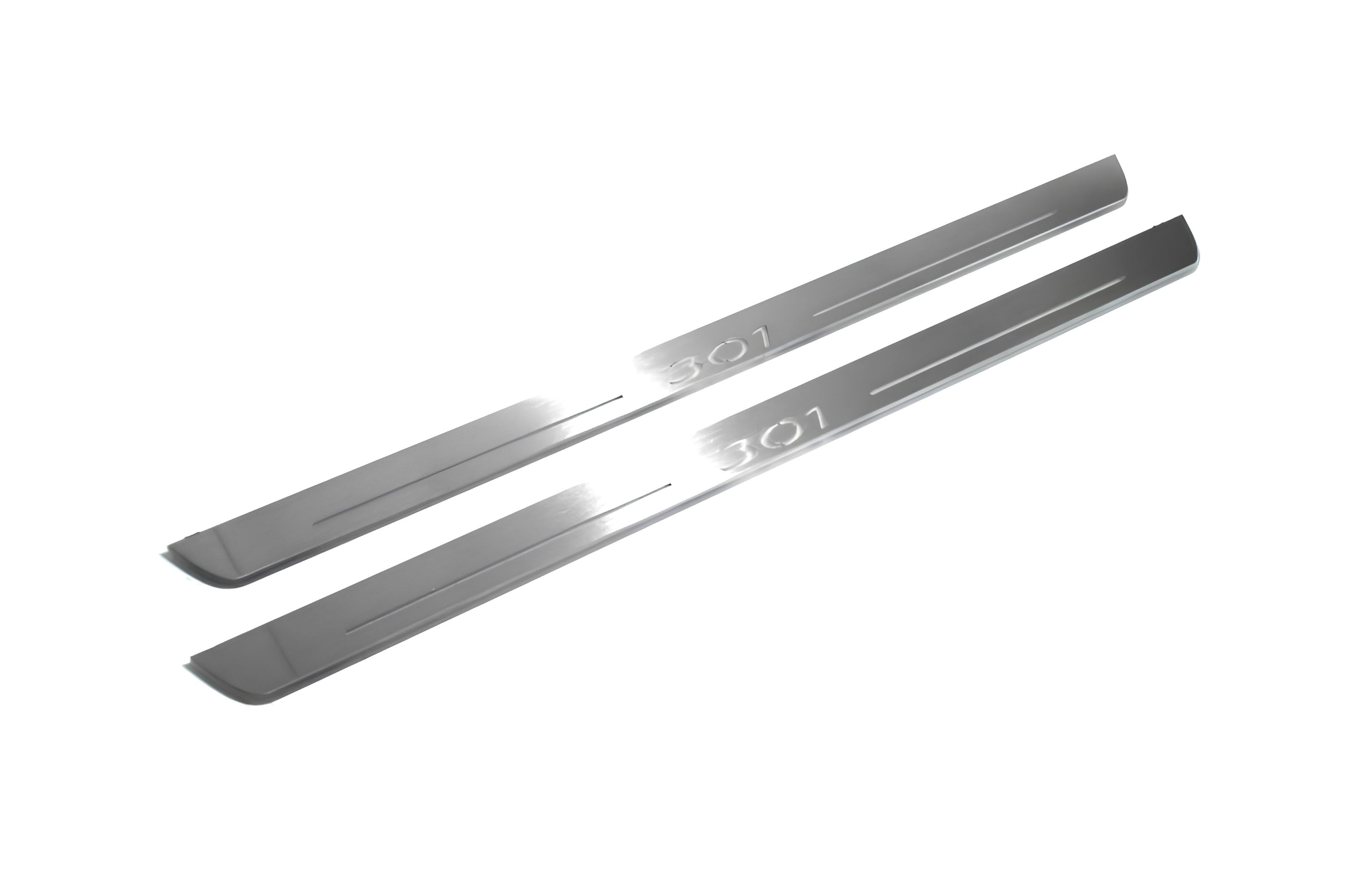 Illuminated LED Door Sill Tread Plates Peugeot 301 2012+ With 301 Logo Peugeot Led Door Sills opdesign