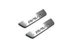 LED door sill plates Toyota Rav4 IV XA40 2013+ in stainless steel with Rav4 logo