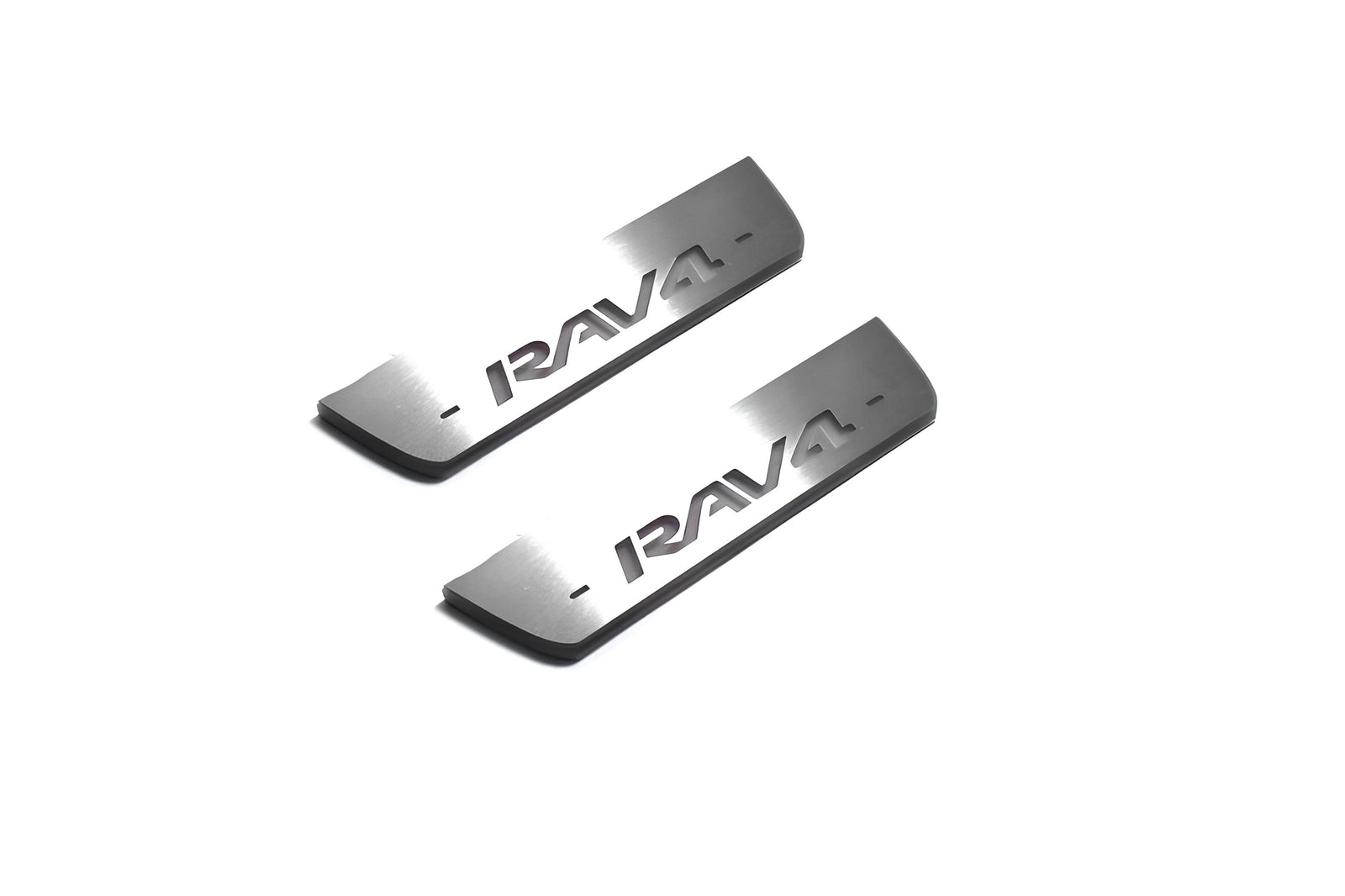 LED door sill plates Toyota Rav4 IV XA40 2013+ in stainless steel with Rav4 logo