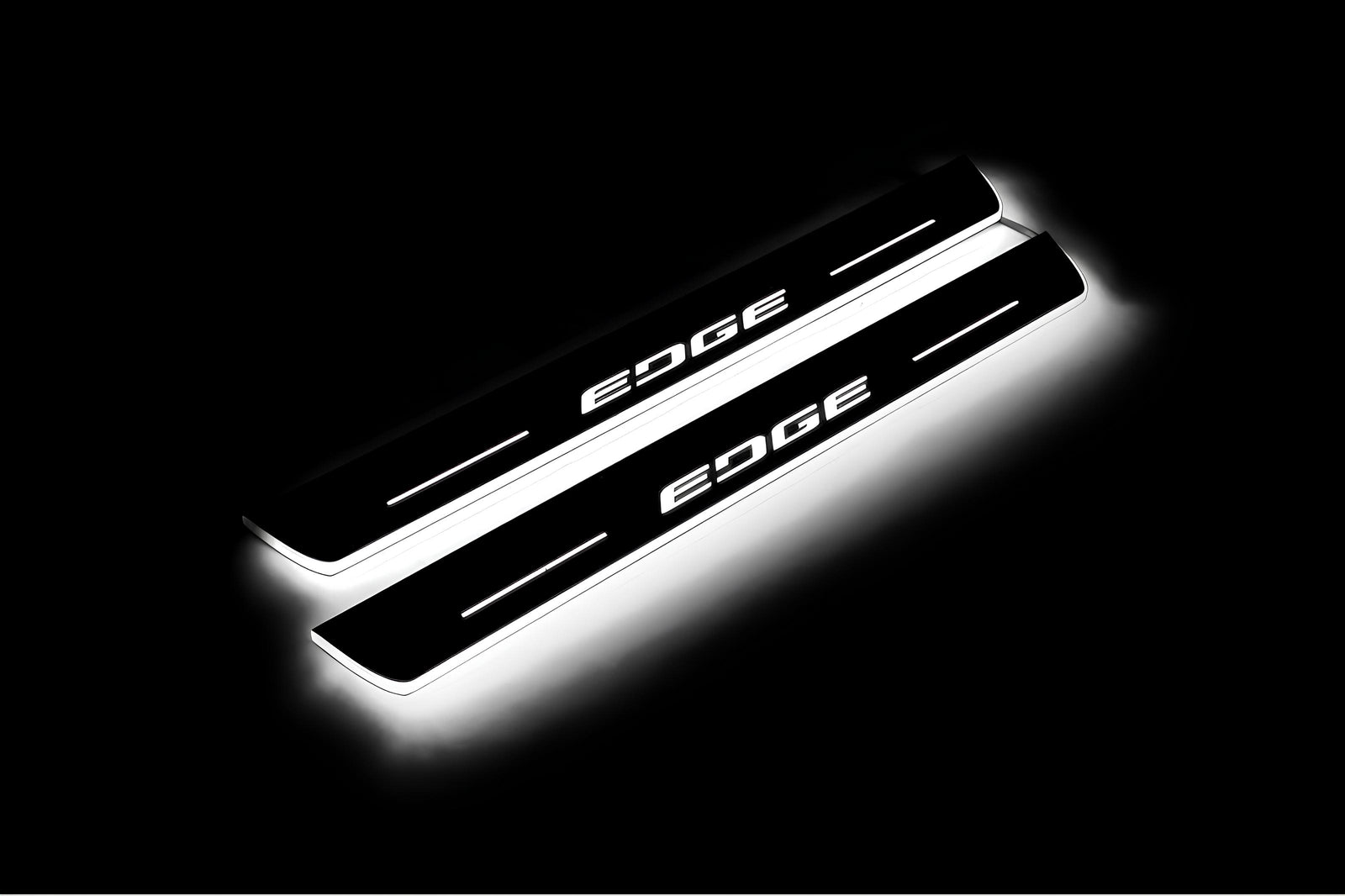 Ford Edge II 2015+ stainless steel LED door sill plates with Edge logo