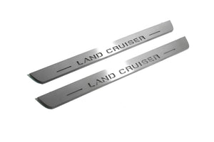 Illuminated LED Door Sill Tread Plates Toyota LC 200 2007-2021 With Land Cruiser Logo (type 1) Toyota Led Door Sills opdesign
