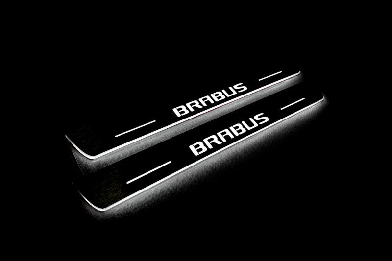 Mercedes C W205 2014+ door sill plates in stainless steel with Brabus logo