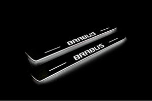 Mercedes C W205 2014-2021 LED Door Sills Illuminated Scuff Brabus Logo Stainless Steel Entry Guards Door Sills Decoin
