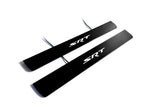 matte black coated stainless steel illuminated door sill protectors for Dodge Durango III 2011+ with SRT logo