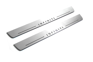 Illuminated LED Door Sill Tread Plates Infiniti QX70 (FX) 2008-2017 With Infiniti Logo Infiniti Led Door Sills opdesign
