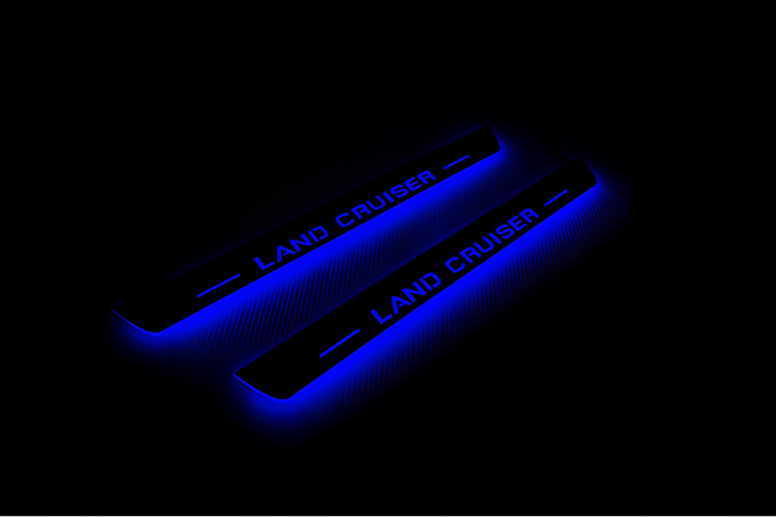 Toyota LC 200 2007+ stainless steel LED door sill plates with Land Cruiser logo