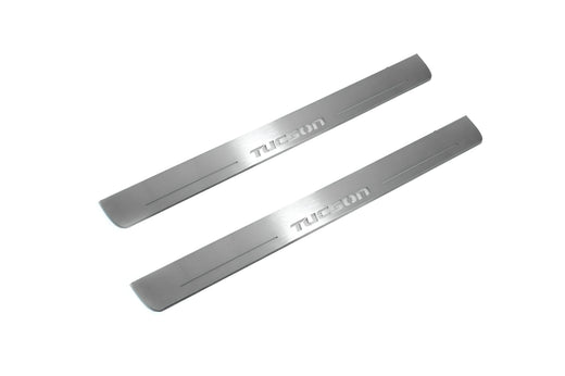 Hyundai Tucson JM 2004–2009 — Stainless Steel LED Door Sills — Tucson Logo