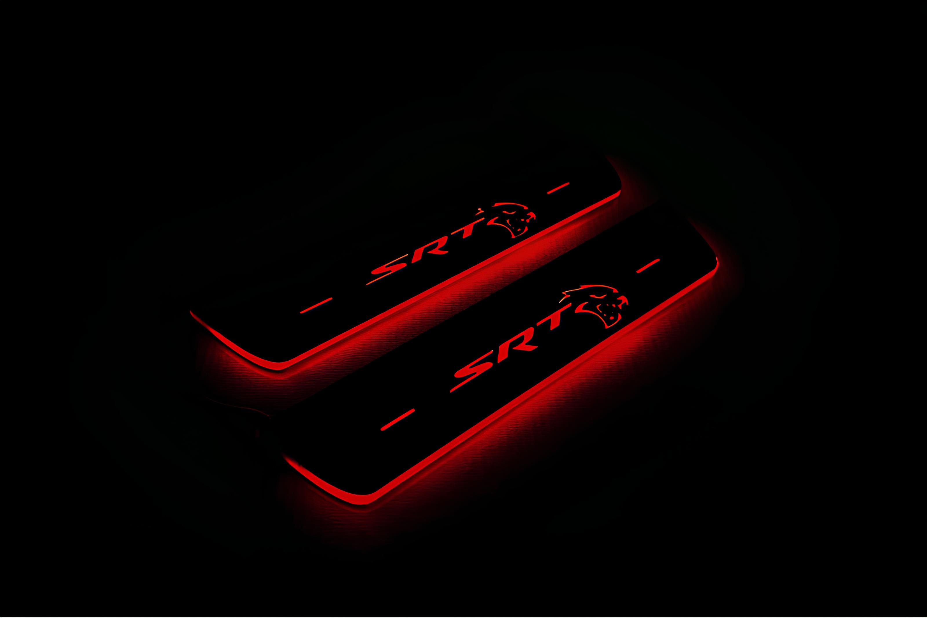 Illuminated LED Door Sill Tread Plates Chrysler 300C II 2011-2023 With SRT HELLCAT Logo Chrysler Led Door Sills decoinfabric