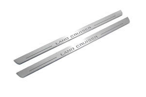 Illuminated LED Door Sill Tread Plates Toyota LC 200 2007-2021 With Land Cruiser Logo (type 1) Toyota Led Door Sills opdesign