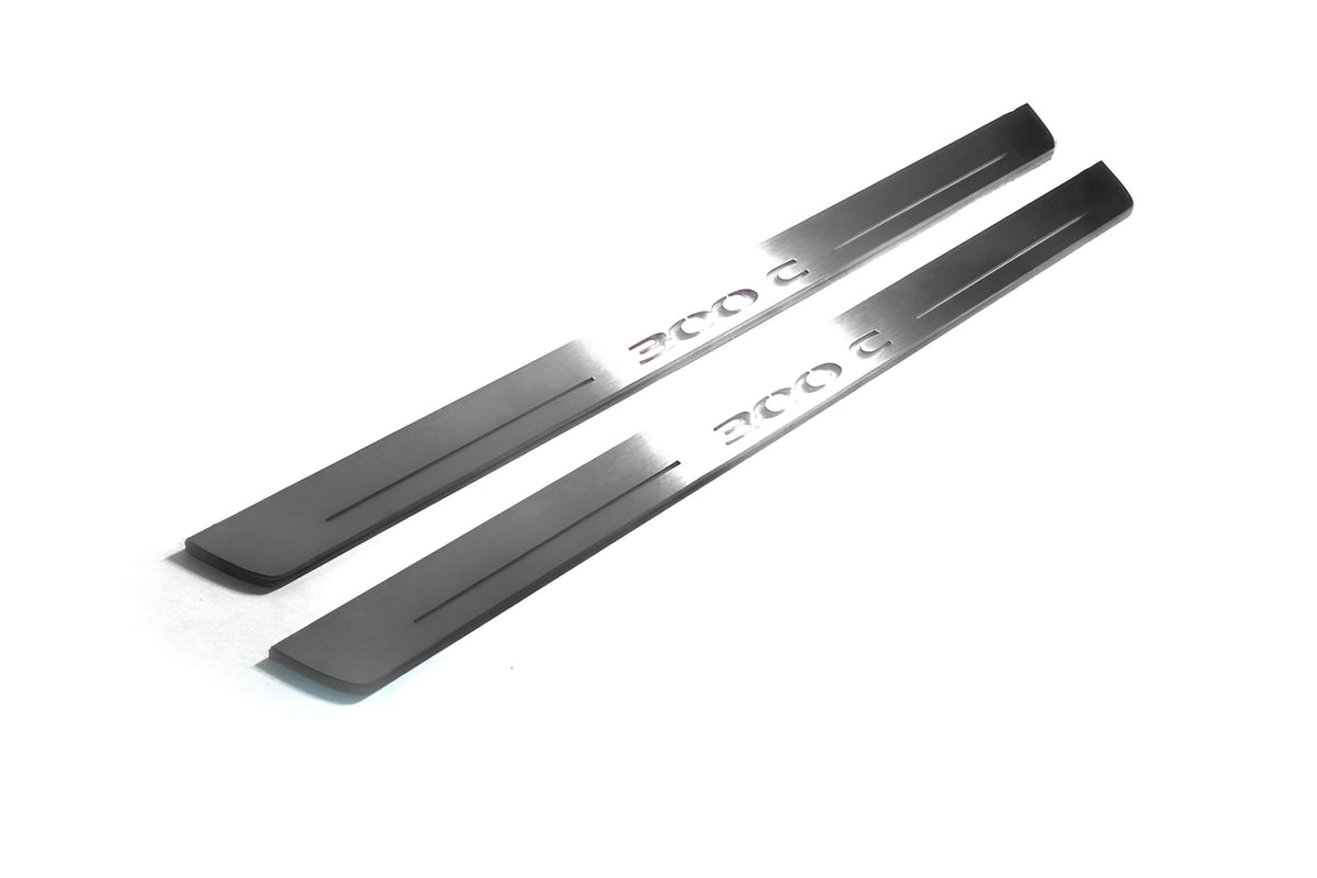 Chrysler 300C I 2005+ LED door sill plates in stainless steel with 300C logo
