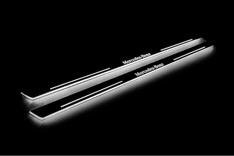 LED door sill plates stainless steel Mercedes V-Class W447 2014+ with Mercedes-Benz logo