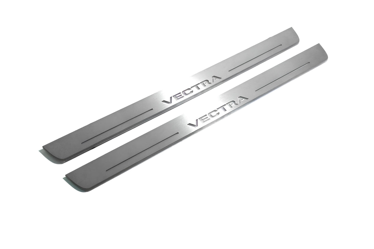 Vauxhall Vectra C 2002+ entry guards in stainless steel with Vectra logo