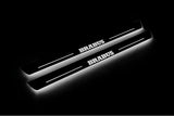 stainless steel LED door sill plates with Smart Fortwo III 2014+ with Brabus logo