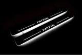 Nissan Patrol Y62 2010+ LED door sill plates in stainless steel with Patrol logo
