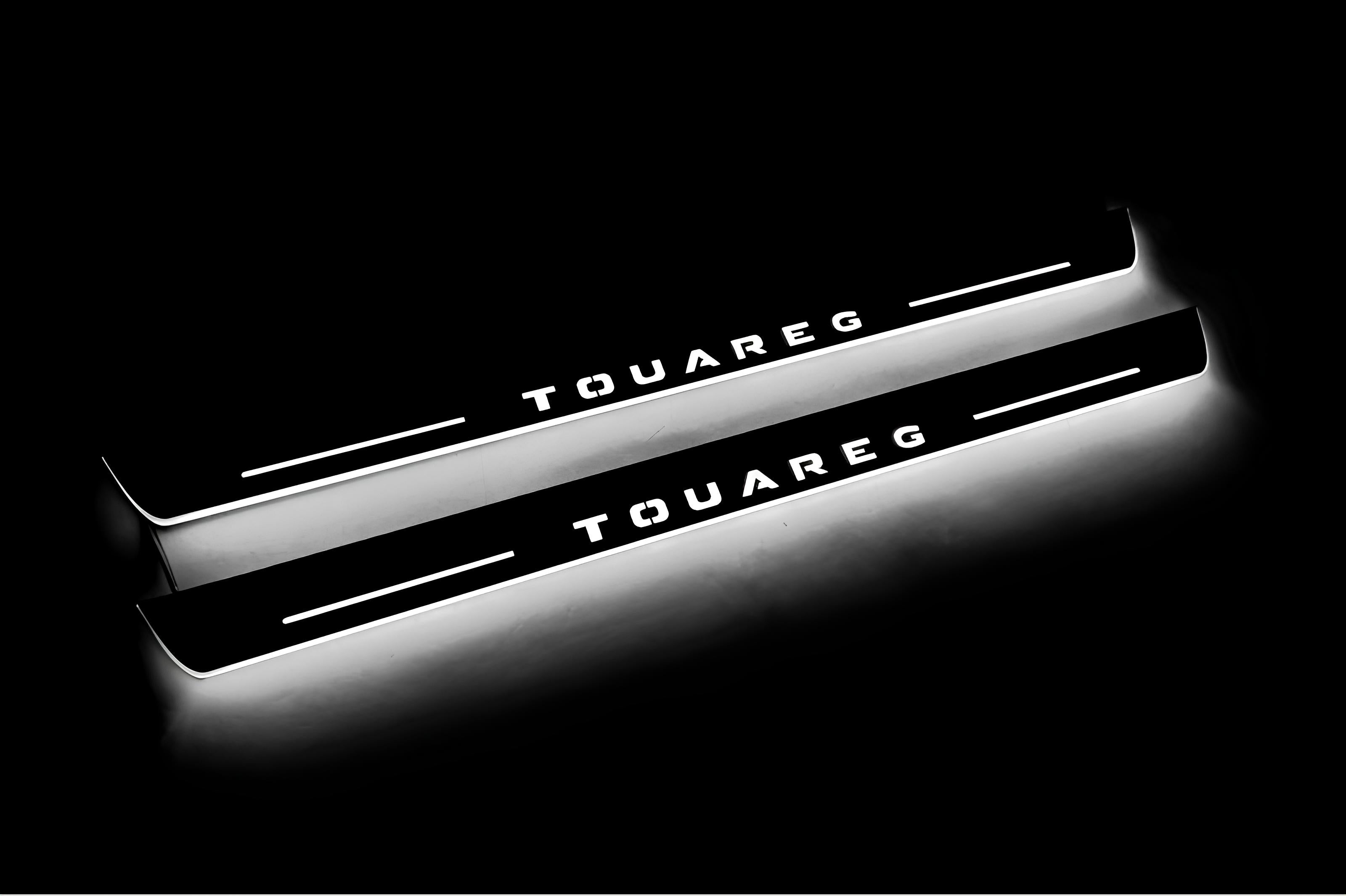 Illuminated LED Door Sill Tread Plates Volkswagen Touareg III 2018+ With Touareg Logo Volkswagen Led Door Sills opdesign