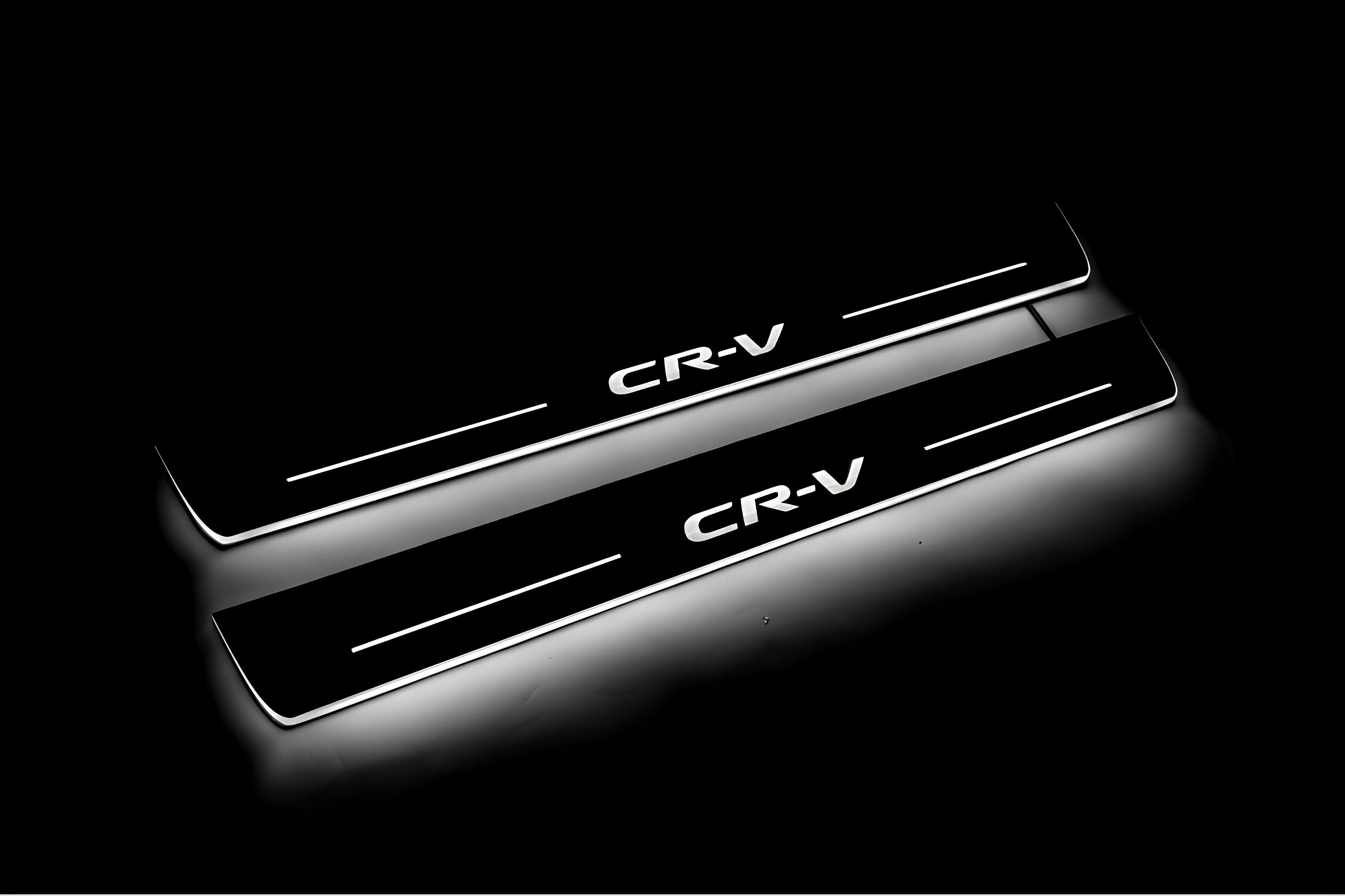 Illuminated LED Door Sill Tread Plates Honda CR-V V 2017-2023 With CR-V Logo Honda Led Door Sills opdesign