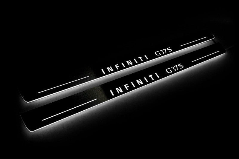Infiniti G Coupe V36 Stainless Steel LED Door Sills – Infiniti G37S Logo