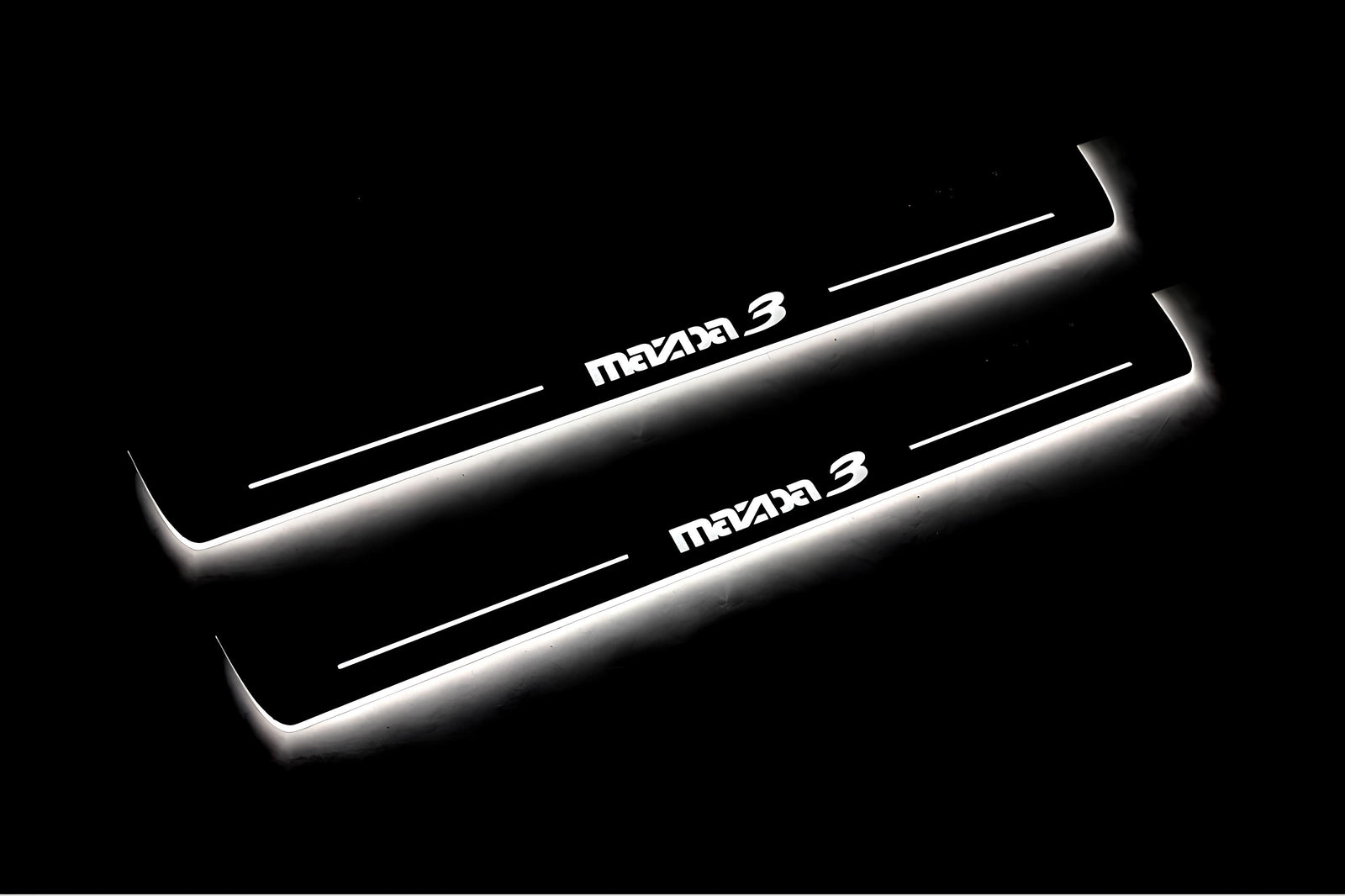 LED door sill plates Mazda 3 II 2009+ in stainless steel with Mazda 3 logo