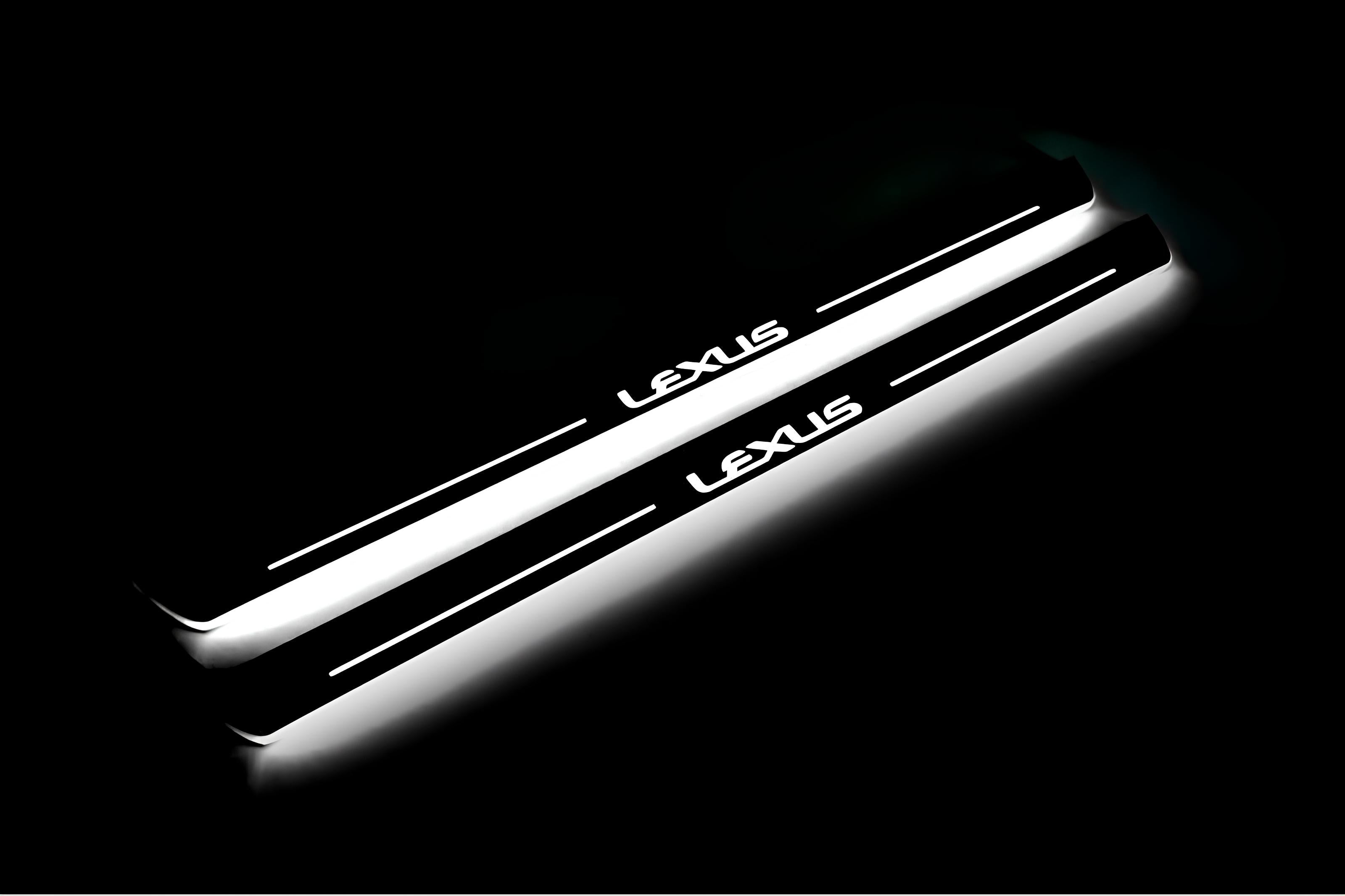 Illuminated LED Door Sill Tread Plates Lexus LX III 2008+ With Lexus Logo Lexus Led Door Sills opdesign