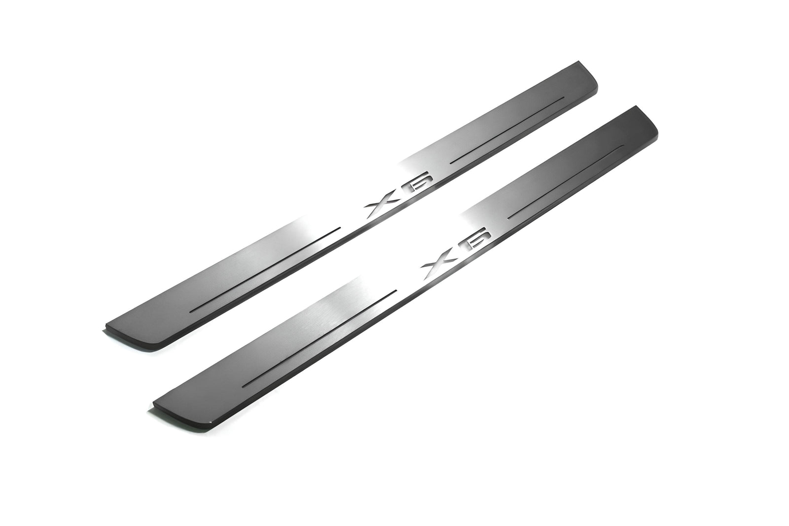 BMW X6 E71 2008+ door sill plates in stainless steel with X6 logo