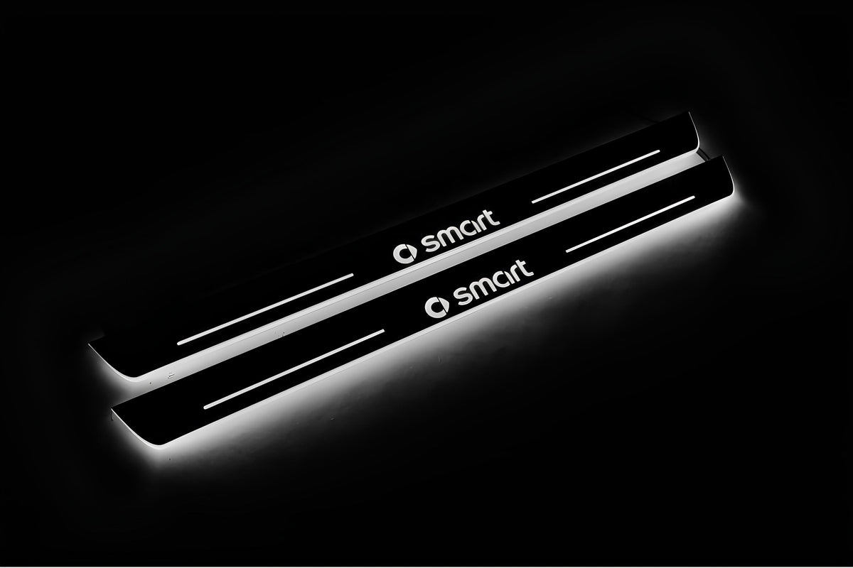 Smart Fortwo III 2014+ stainless steel illuminated entry guards with Smart logo